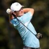 Justin Rose victorious in light blue golf apparel