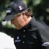 Phil Mickelson takes to NFL pitch in blue golf apparel