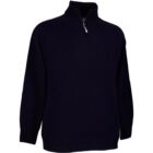 Mens Hoy Lambswool Zip Neck Ribbed Shoulder Golf Sweater In 6 Colours Navy S