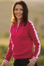 Glenmuir Saskia Diamond Sleeve Design 100% Supersoft Cotton Sweater with Zip Neck