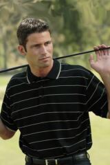 Mens Pencil Striped Cotton Mark Golf Shirt In 8 Colours