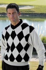 Mens Fashion Cotton V Neck Diamond Doonbeg Sweater In 3 Colours