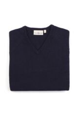 Ladies Brunton Lambswool V Neck Classic Golf Sweater In 20 Colours Navy XS