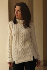 Glenmuir Cleo Alpaca Blend Chunky Knit Golf Sweater with Rib Fold over Collar and Cuffs