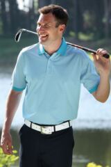 Mens Dublin Fine Striped Cotton Polo Golf Shirt In 15 Colours