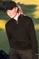 Ladies Diamond Patterned Merino Zip Neck Lined Sweater Emily In 4 Colours