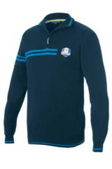 Glenmuir Ryder Cup 2014 Fanwear Faskally 100% Supersoft Cotton Zip Neck Sweater with Chest and Sleeve stripe Detail