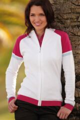 Glenmuir Faye 100% Cotton Colour Block Zip Front Cardigan