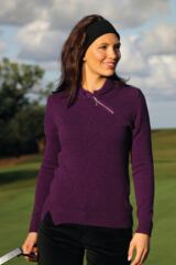 Glenmuir Fern 100% Lambswool Shawl Collar Golf Sweater with Zip Detail and Rib Panels