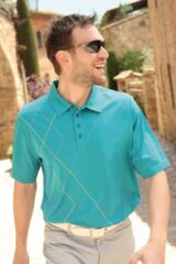 Mens Foss Combed Cotton Diamond Pattern Polo Golf Shirt In 3 Colours