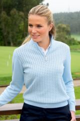 Ladies Fashion Cotton Dot Design Zip Neck Sweater Gabrielle In 3 Colours