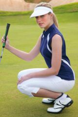 Ladies Shaped Fit Performance Hi Cool Sleeveless Heather Golf Shirt In 4 Colours