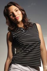 Glenmuir Heidi 100% Mercerised Cotton Stripe Sleeveless Golf Shirt
