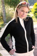 Ladies Fashion Cotton Contrast Side Stripe Zip Cardigan Jackie In 3 Colours