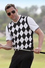 Glenmuir Kintyre 100% Supersoft Cotton Diamond Intarsia Design V Neck Slipover