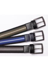 Glenmuir Maxwell Webbing Belt With Stripe Overlay