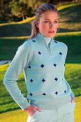 Ladies Lightweight Lambswool Zip Neck Sweater Nathalie In 3 Colours