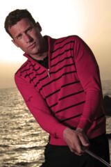 Glenmuir Paisley Striped 100% Supersoft Cotton Zip Neck Sweater