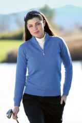 Ladies Patsy Zip Neck Lambswool Blend Golf Sweater In 3 Colours