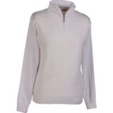 Ladies Paula Supersoft Cotton Ribbed Zip Neck Golf Sweater In 6 Colours White XS