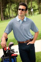 Mens Patterned Combed Cotton Polo Golf Shirt Saunton In 3 Colours