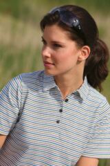 Ladies Stephanie Striped Bamboo Shaped Fit Golf Shirt