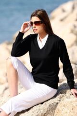 Ladies Tabitha Lightweight Merino Wool V Neck Golf Sweater In 13 Colours