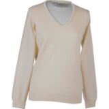 Ladies Tabitha Lightweight Merino Wool V Neck Golf Sweater In 13 Colours Winter White XS