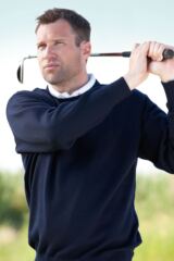 Mens Tay Merino Wool Crew Neck Golf Sweater In 2 Colours