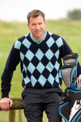 Mens Thames Lambswool V Neck Diamond Pattern Golf Sweater In 4 Colours