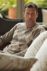 Glenmuir Thames 100% Lambswool V Neck Diamond Pattern Golf Sweater
