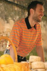 Mens Tummel Combed Cotton Striped Polo Golf Shirt In 3 Colours