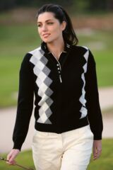Ladies Valentina Lightweight Zip Front Lambswool Golf Cardigan In 3 Colours