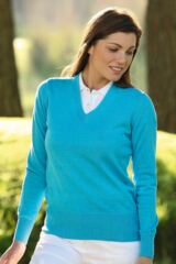 Ladies Yasmin Supersoft Cotton V Neck Golf Sweater In 13 Colours