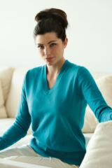Ladies Yasmin Supersoft Cotton V Neck Golf Sweater In 7 Colours
