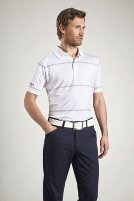 Glenmuir Mens Performance Pencil Stripe Golf Polo Shirt