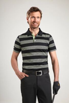 Glenmuir Mens Block Stripe Mercerised Golf Polo Shirt