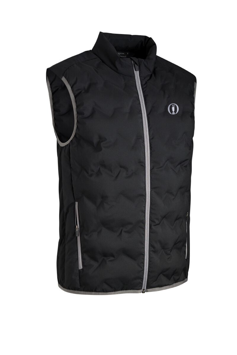 The Open Mens Zip Front Padded Bonded Down Golf Gilet Black/Light Grey XL