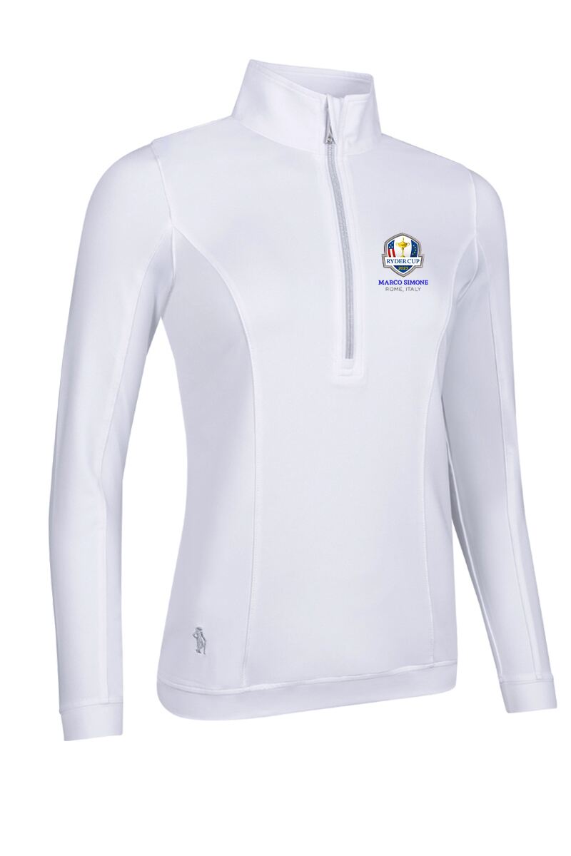 Official Ryder Cup 2025 Ladies Quarter Zip Shaped Panel Performance Golf Midlayer White XL