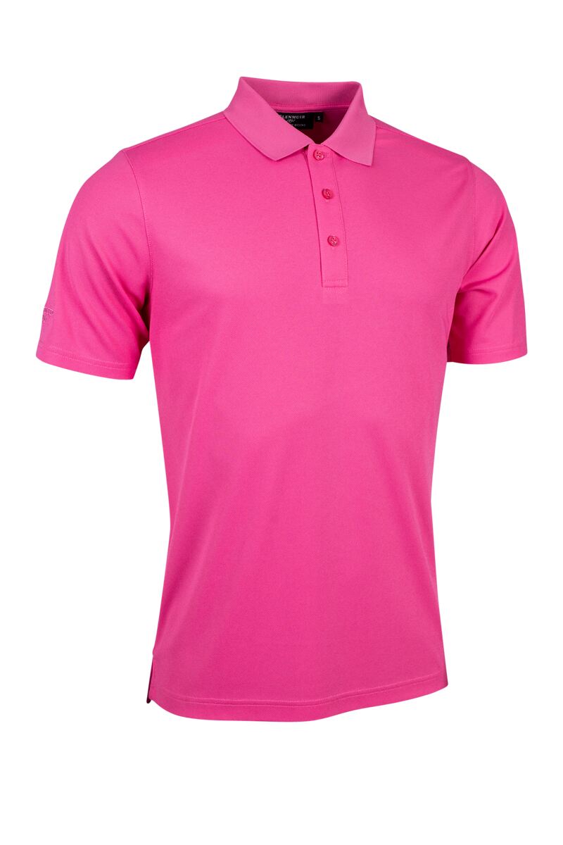 Mens Performance Pique Golf Polo Shirt Hot Pink L