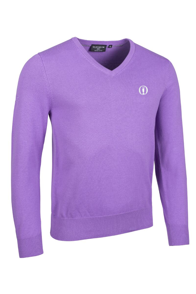The Open Mens V Neck Cotton Golf Sweater Amethyst L