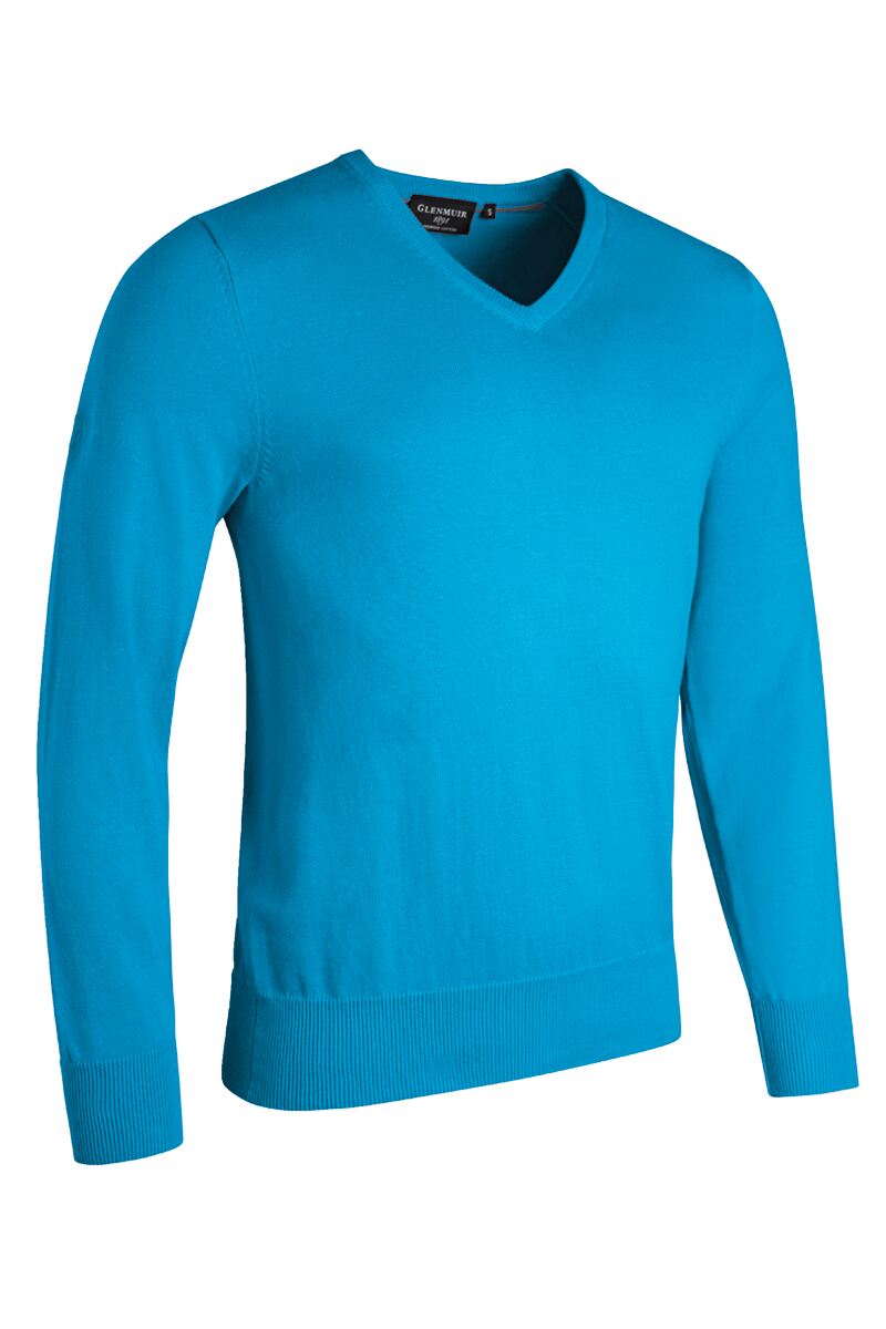 Mens V Neck Cotton Golf Sweater Sale Cobalt S
