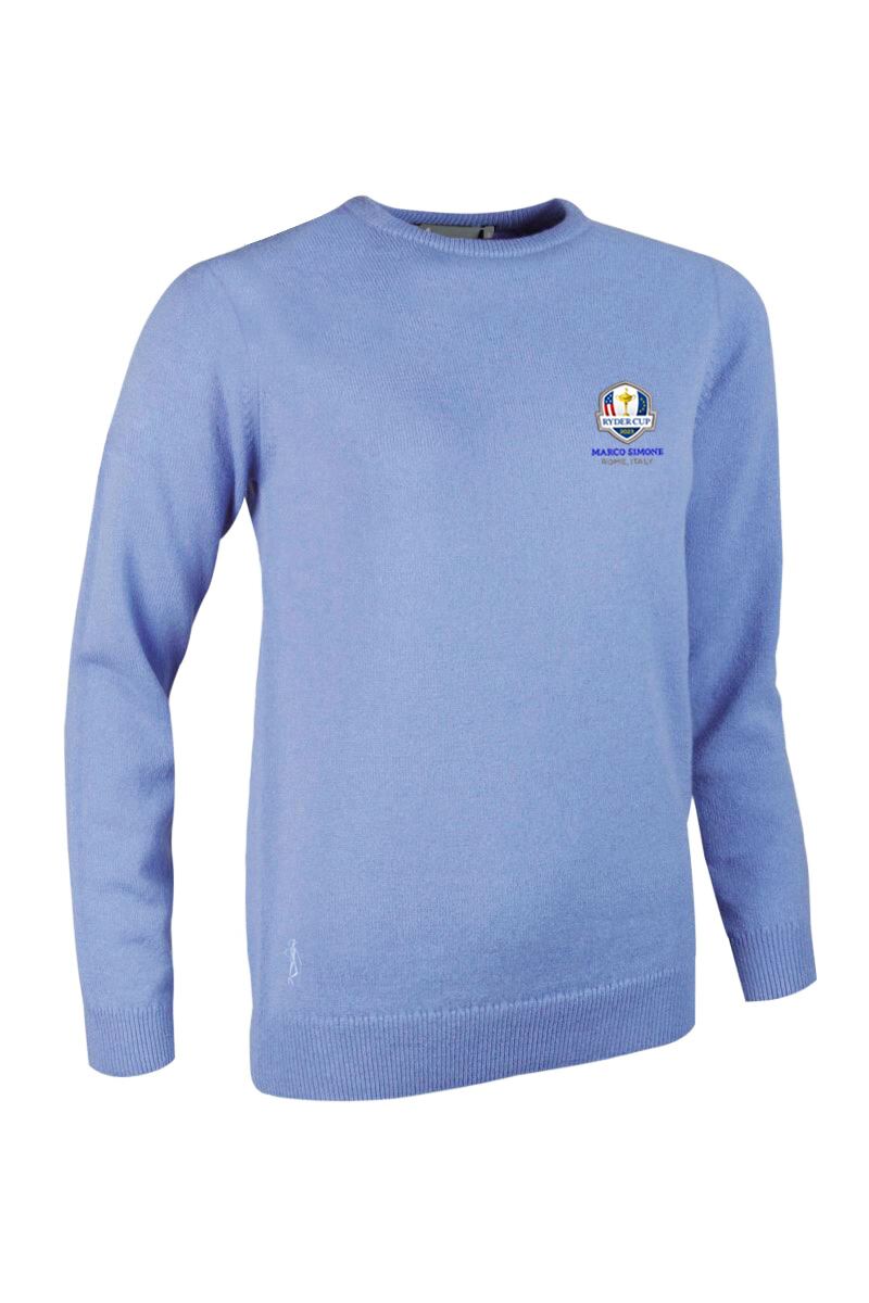 Official Ryder Cup 2025 Ladies Crew Neck Lambswool Golf Sweater Light Blue M