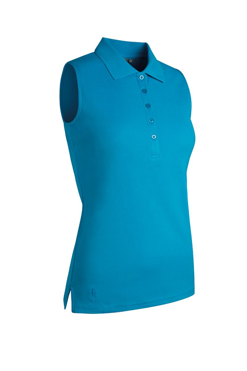 Ladies Sleeveless Performance Pique Golf Polo Shirt Sale Cobalt S