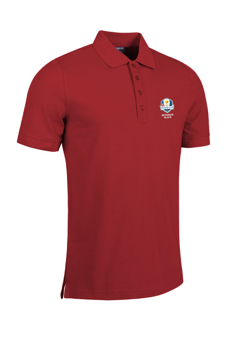 Official Ryder Cup 2025 Mens Cotton Pique Golf Polo Shirt Garnet L
