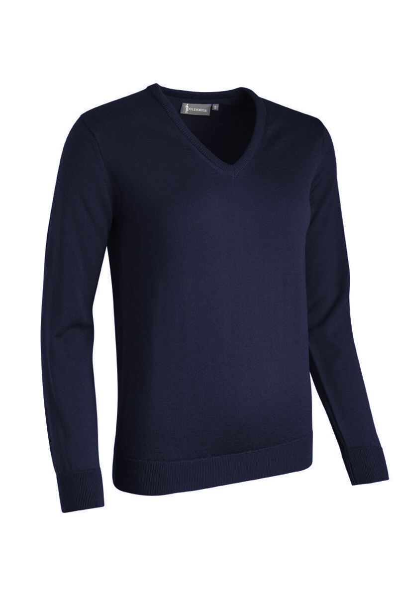 Ladies V Neck Merino Wool Golf Sweater Navy XL