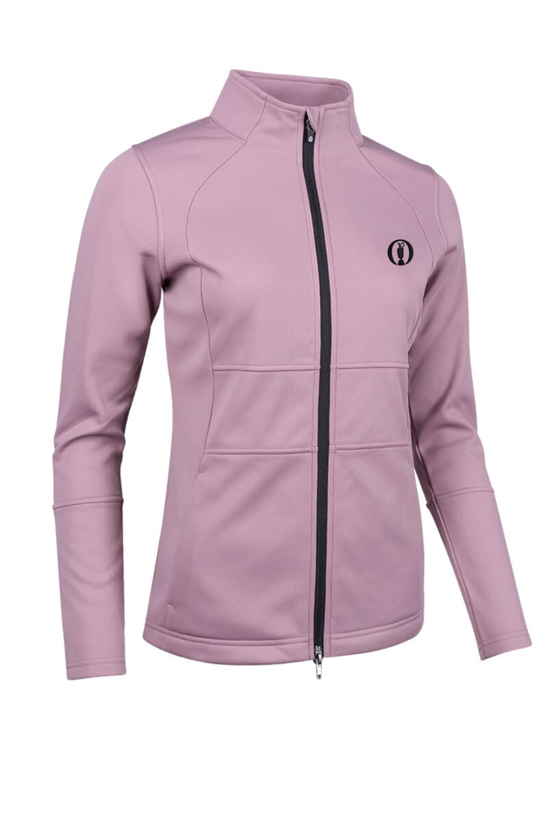 The Open Ladies Zip Front Thermal Panelled Fleece Showerproof Golf Jacket Pink Haze/Black XXL