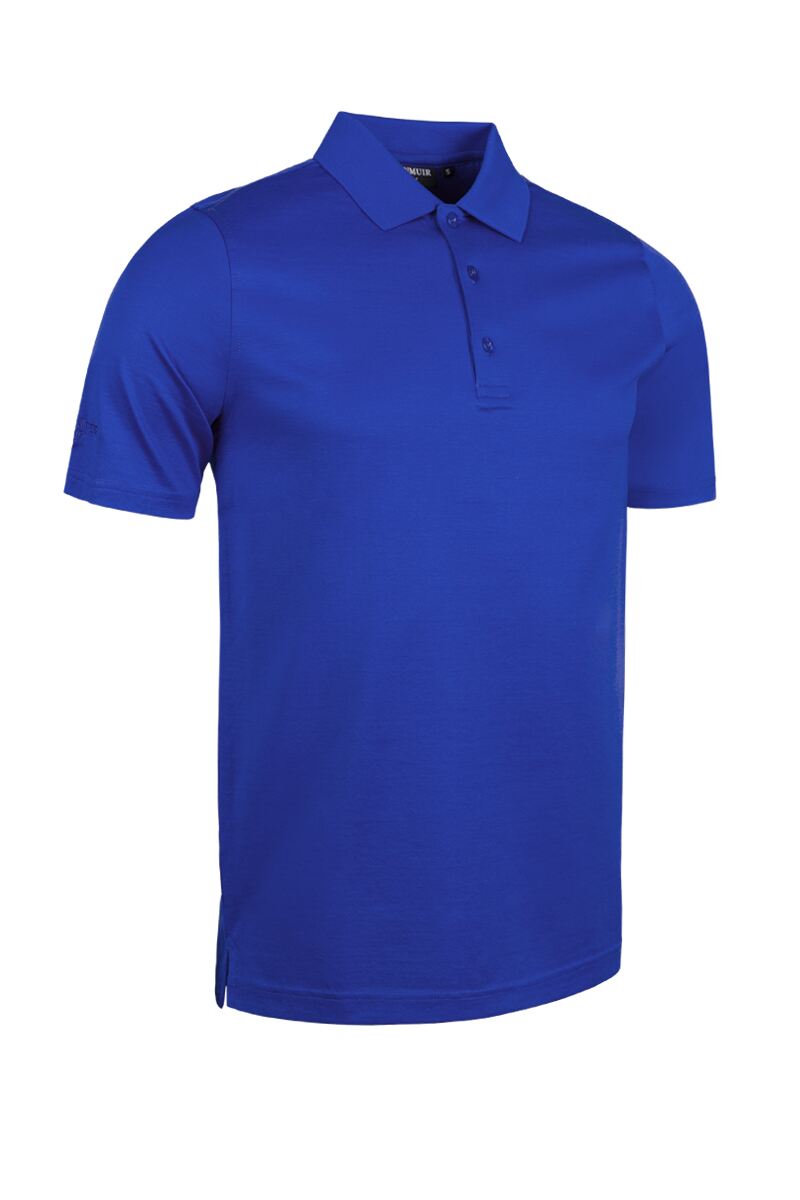 Mens Mercerised Cotton Golf Polo Shirt Ascot Blue S