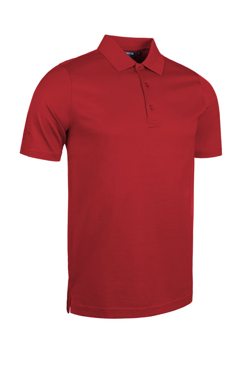 Mens Mercerised Cotton Golf Polo Shirt Garnet L