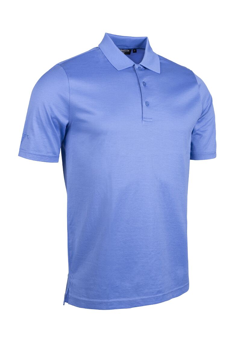 Mens Mercerised Cotton Golf Polo Shirt Light Blue S